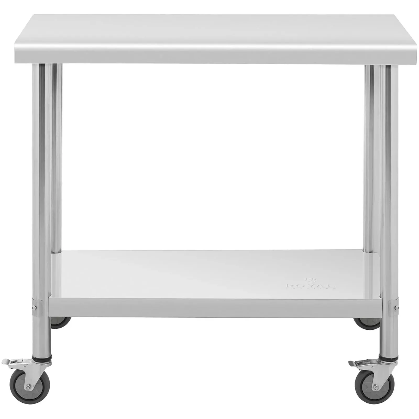 Fém kerekes vendéglátóipari asztal polccal STAL 70 x 100 cm 2