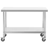 Masă metalică de catering pe roți cu raft STAL 70 x 120 cm 2