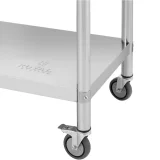 Masă metalică de catering pe roți cu raft și margine, OȚEL, 60 x 150 cm 5