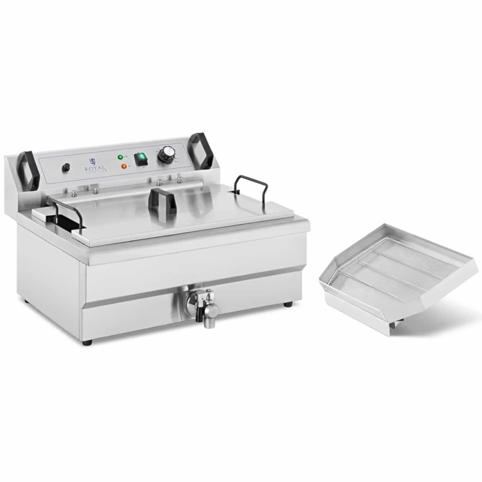 3000 W, 16 l, 230 V Fritteuse für Donuts, Fisch und Pommes frites mit Auffangschale 2