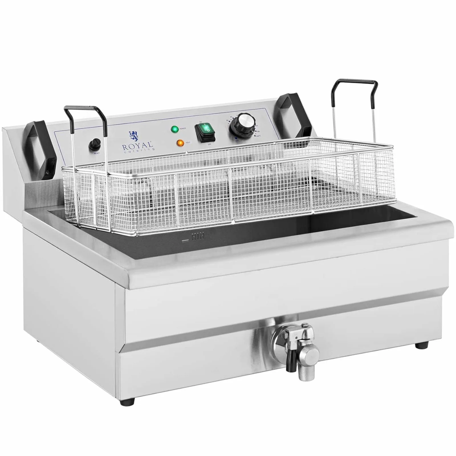 3000 W, 16 l, 230 V Fritteuse für Donuts, Fisch und Pommes frites mit Auffangschale 4