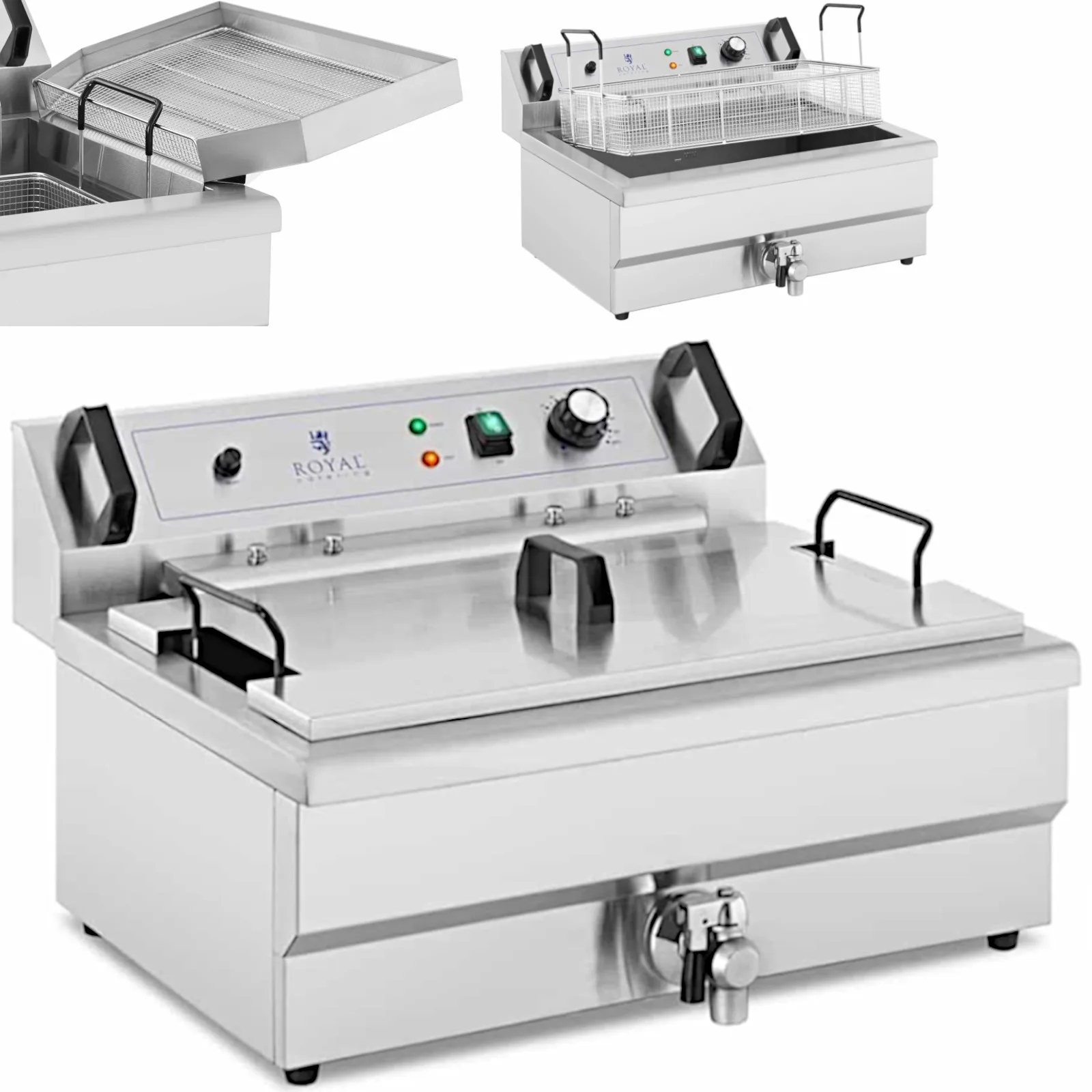 3000 W, 16 l, 230 V Fritteuse für Donuts, Fisch und Pommes frites mit Auffangschale 3000 W, 16 l, 230 V Fritteuse für Donuts, Fisch und Pommes frites mit Auffangschale