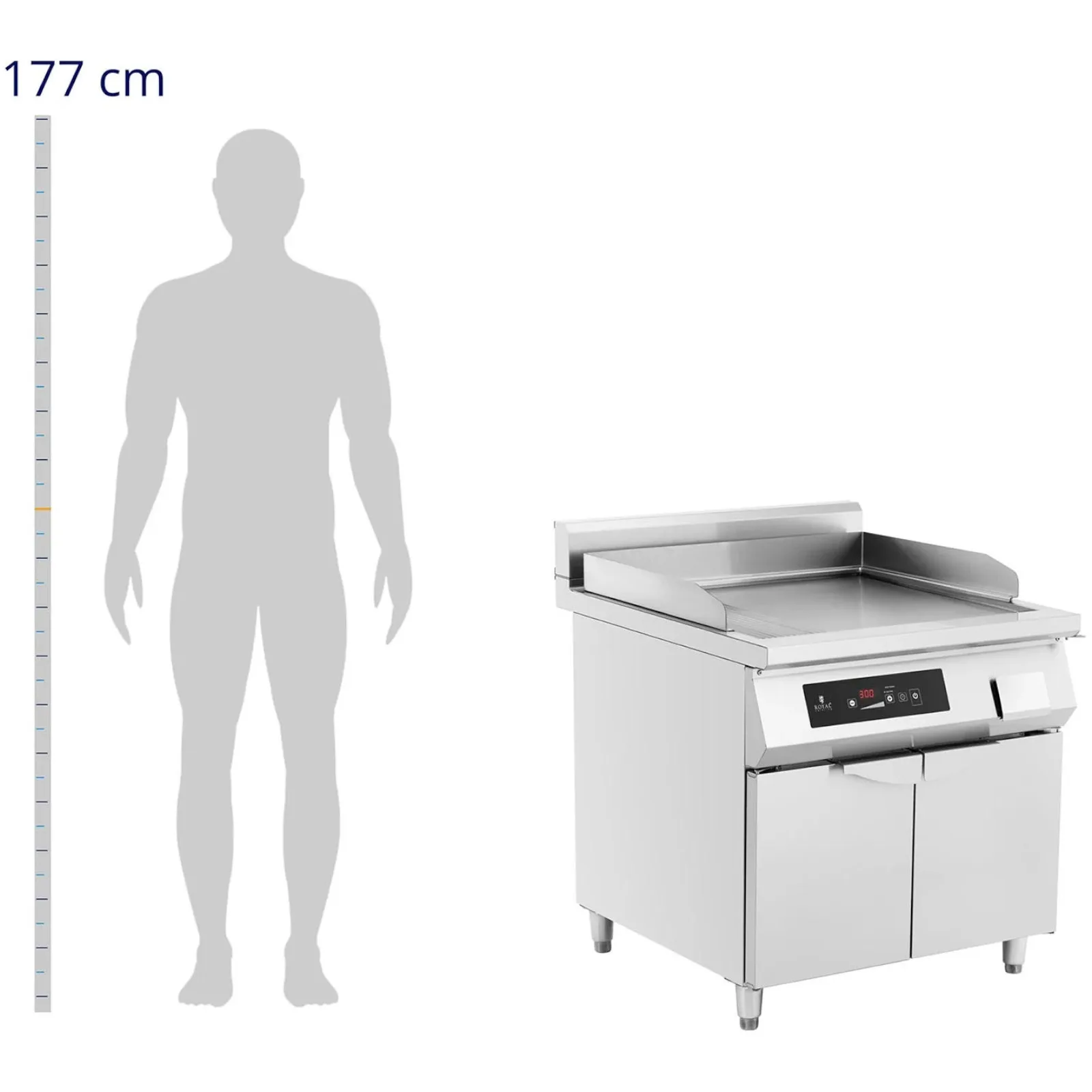 Glatki slobodno stojeći indukcijski roštilj 720 x 610 mm 80-300 °C 10.000 W 3