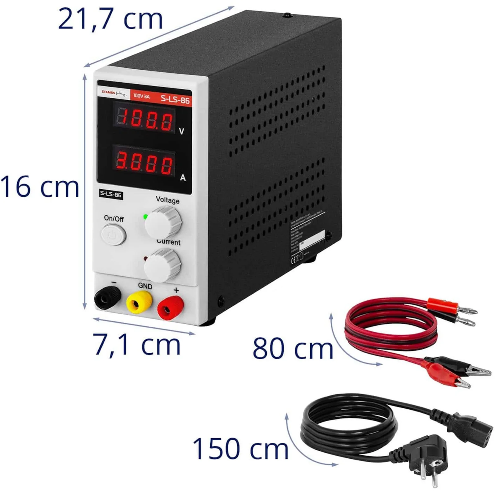 Állítható laboratóriumi tápegység 0–100 V, 0–3 A, 300 W 9
