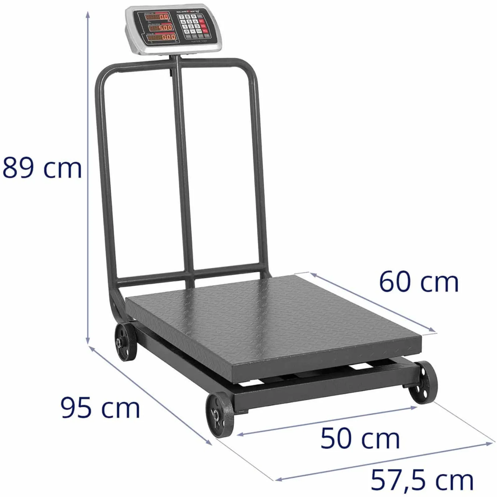 Waga platformowa przemysłowa na kółkach 600 kg / 100 g LCD 7