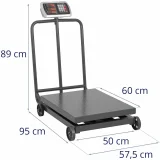 Industrijska platformna vaga na kotačima, 600 kg / 100 g, LCD 7