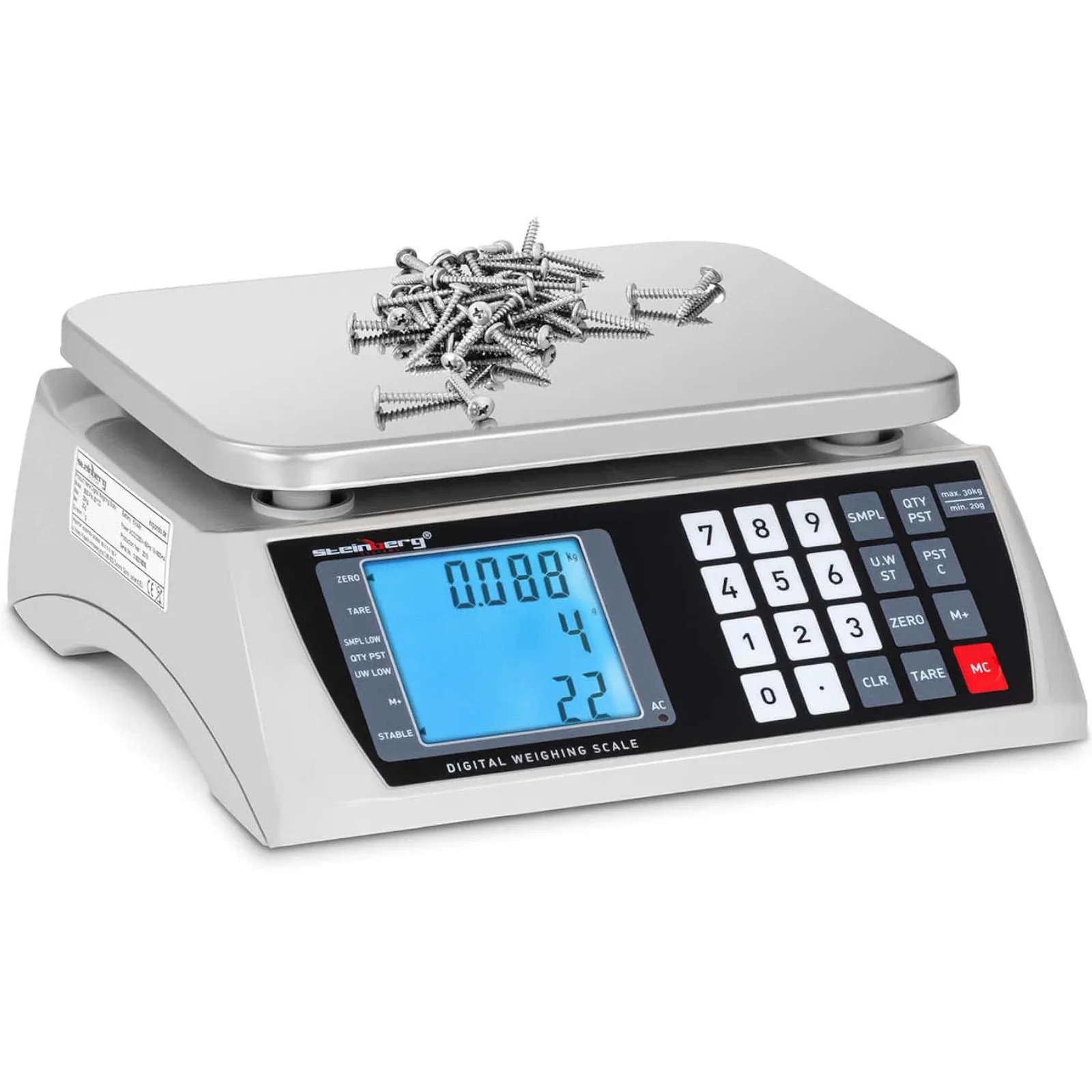 Komercijalna LCD vaga za brojanje 22,3 x 17,4 cm 30 kg / 1 g 2