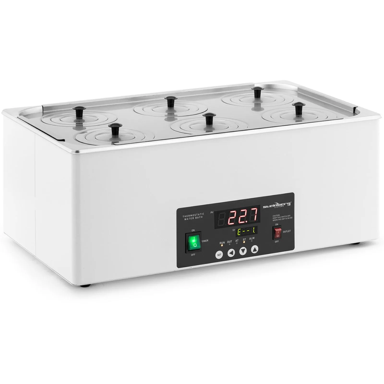 6-miestny laboratórny vodný kúpeľ 5–100 °C 22,5 l 2
