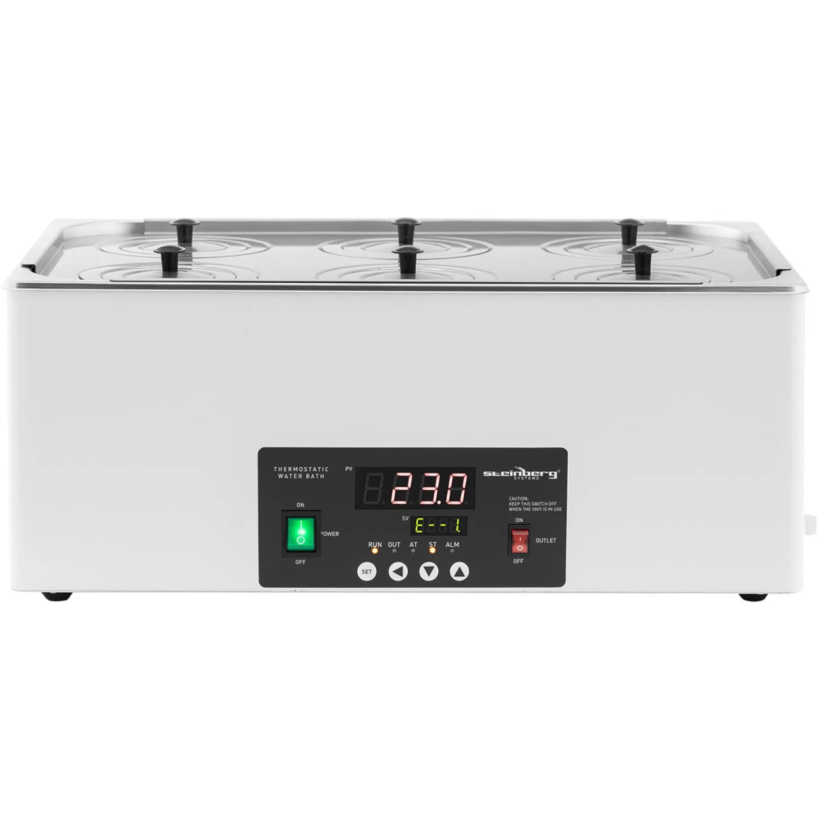 6-miestny laboratórny vodný kúpeľ 5–100 °C 22,5 l 5