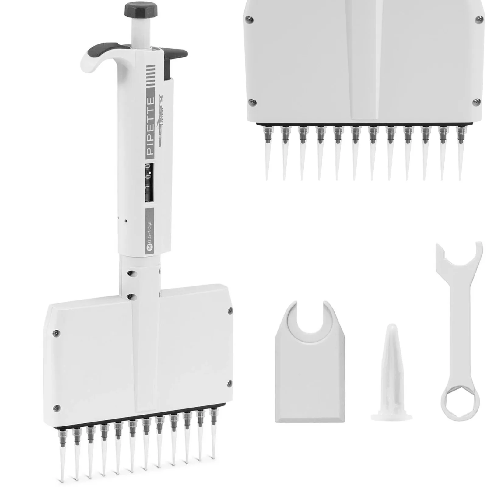 12 csatornás kézi laboratóriumi pipetta 0,005–0,01 ml