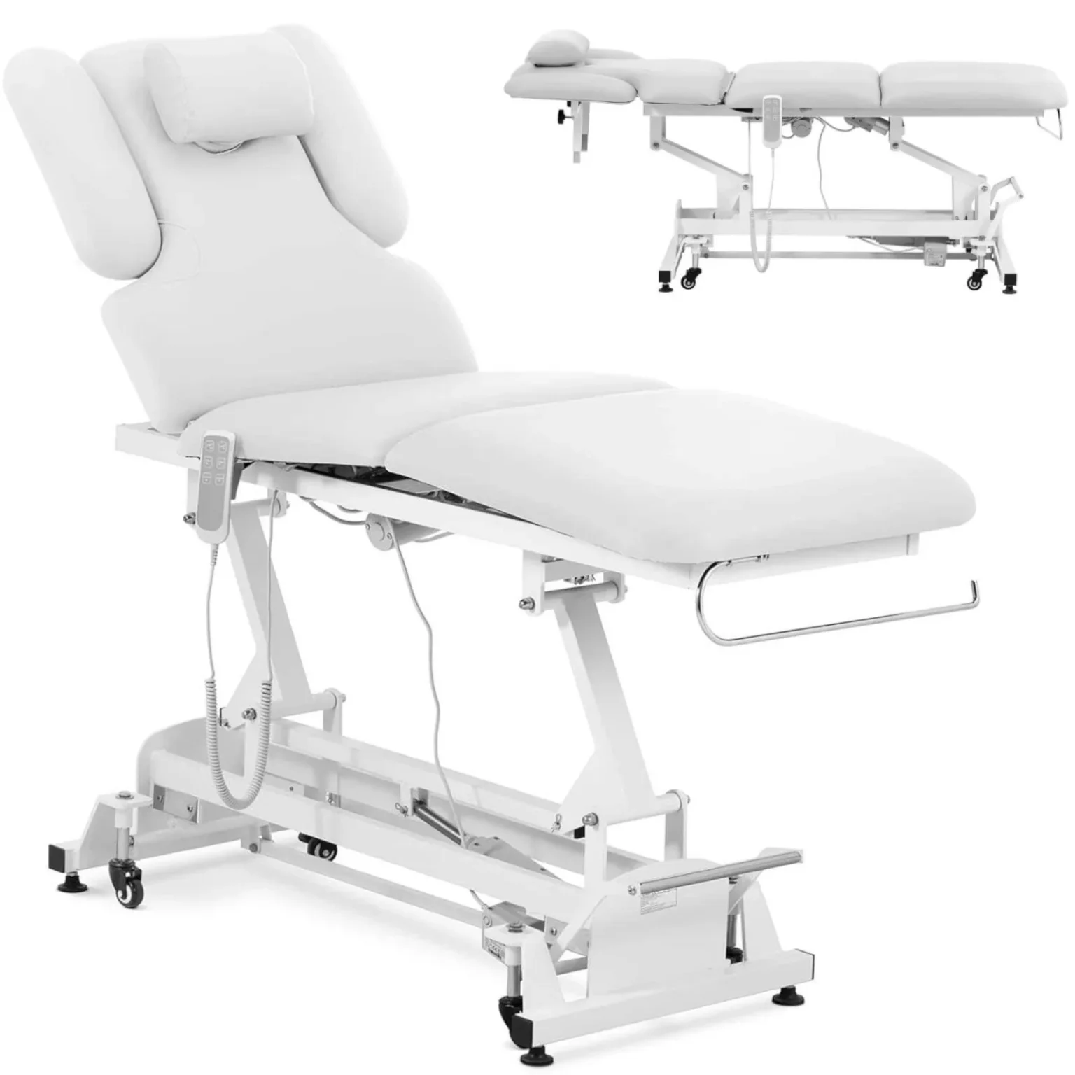 Elektrische Massageliege NANTES, 3 Motoren, Tragkraft 250 kg – Weiß