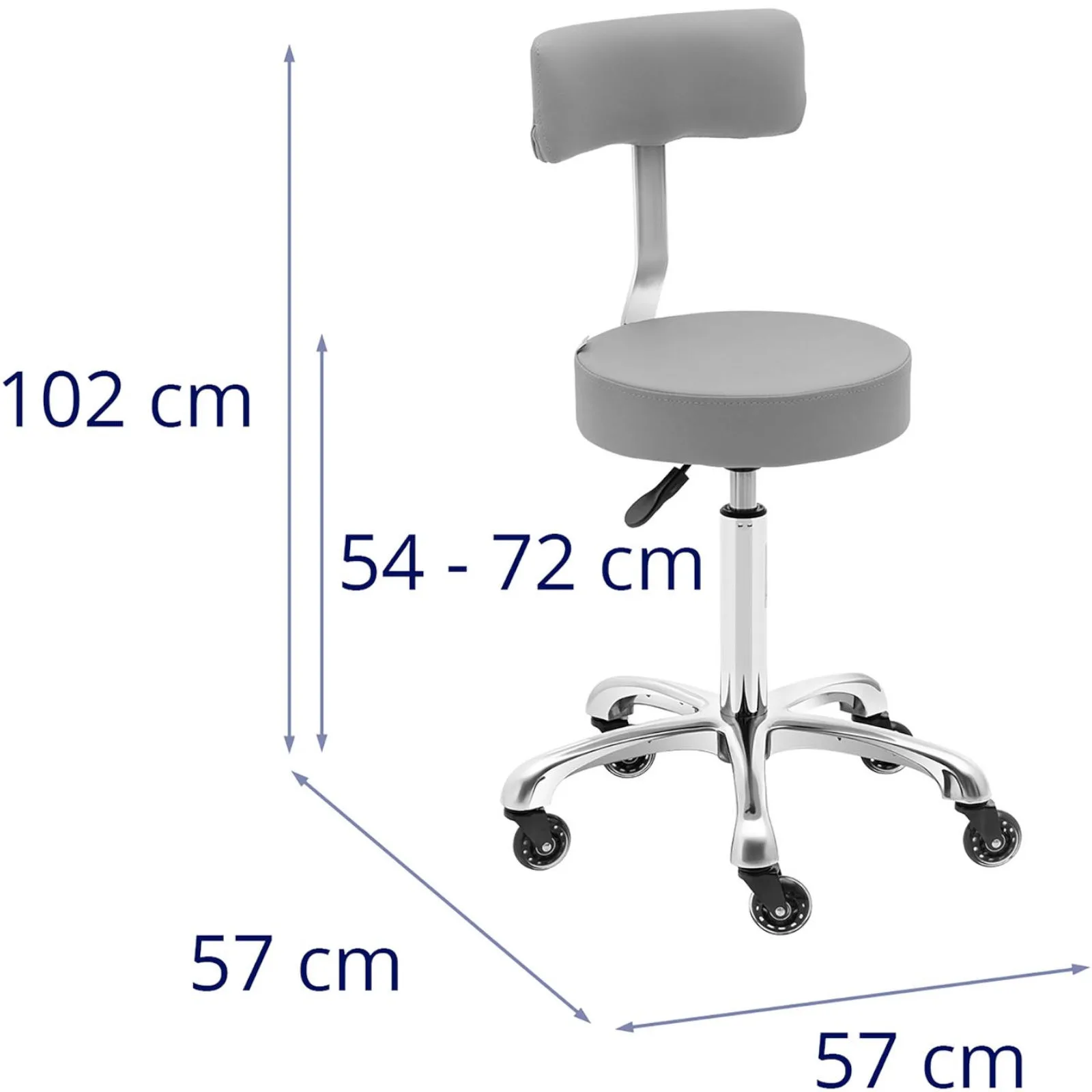 WELLS sötét szürke kozmetikai szék háttámlával, kerekekkel, 150 kg-ig 6