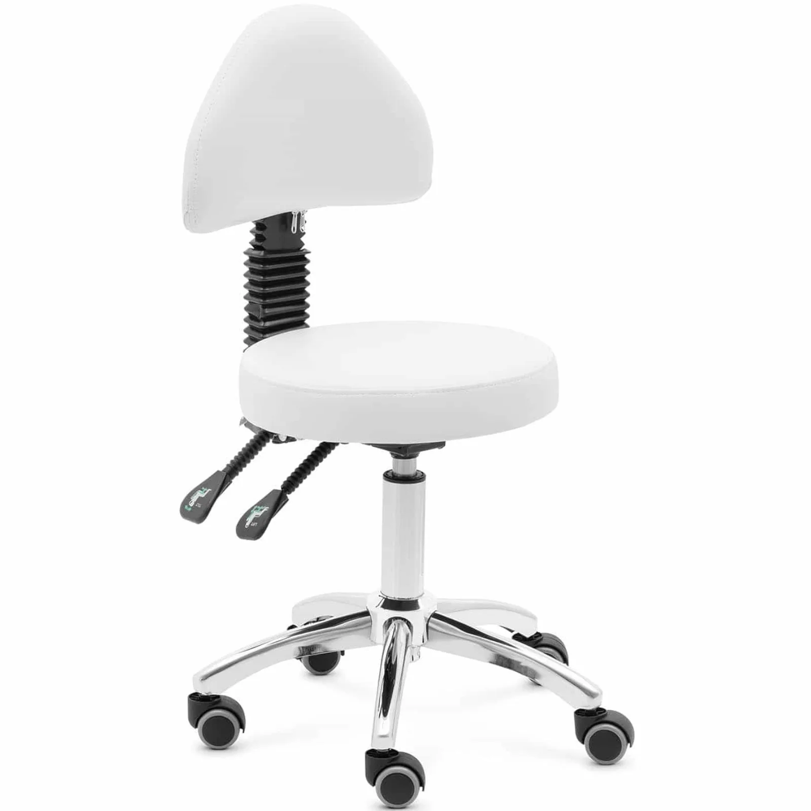 BULLE forgó szépségszék háttámlával és görgőkkel, 48–55 cm – fehér