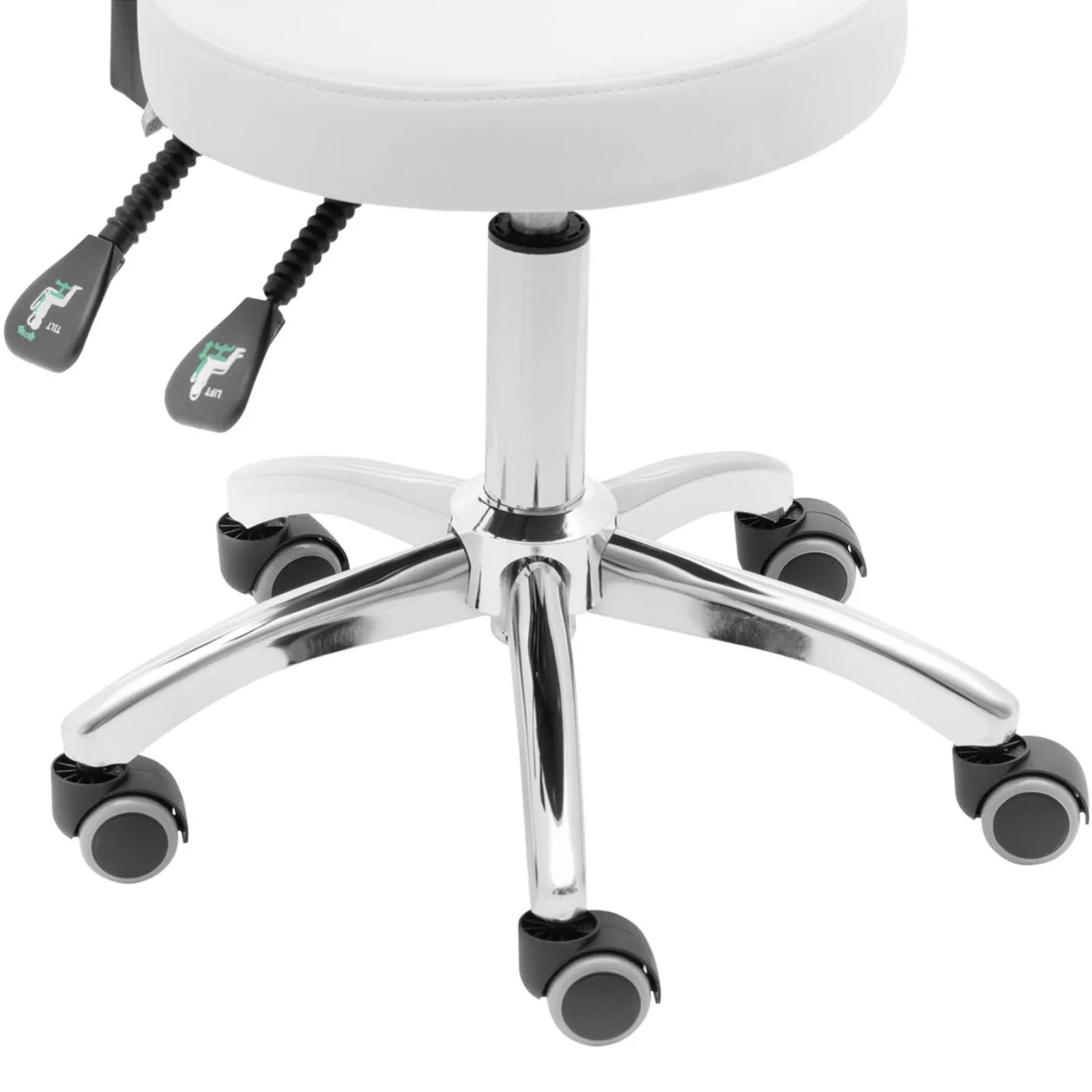 BULLE forgó szépségszék háttámlával és görgőkkel, 48–55 cm – fehér 4