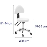 BULLE rotirajući kozmetički stolac s naslonom i kotačićima, 48-55 cm - bijela 6