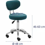 ASCONA forgó szépségszék háttámlával, görgőkkel, 46–60 cm – türkiz 6
