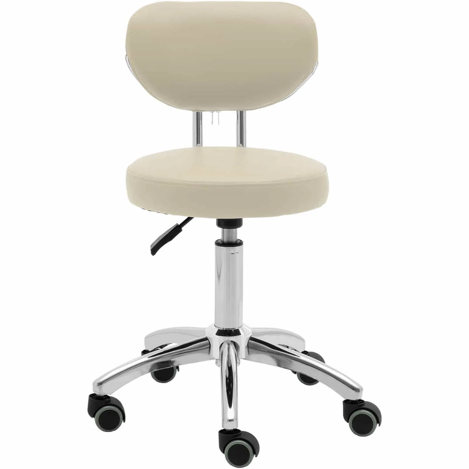 ASCONA Kosmetikdrehstuhl mit Rückenlehne auf Rollen, 46–60 cm – dunkelbeige 5