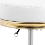 Beauty stool chair with backrest on wheels, up to 150 kg, GELA white and gold 4