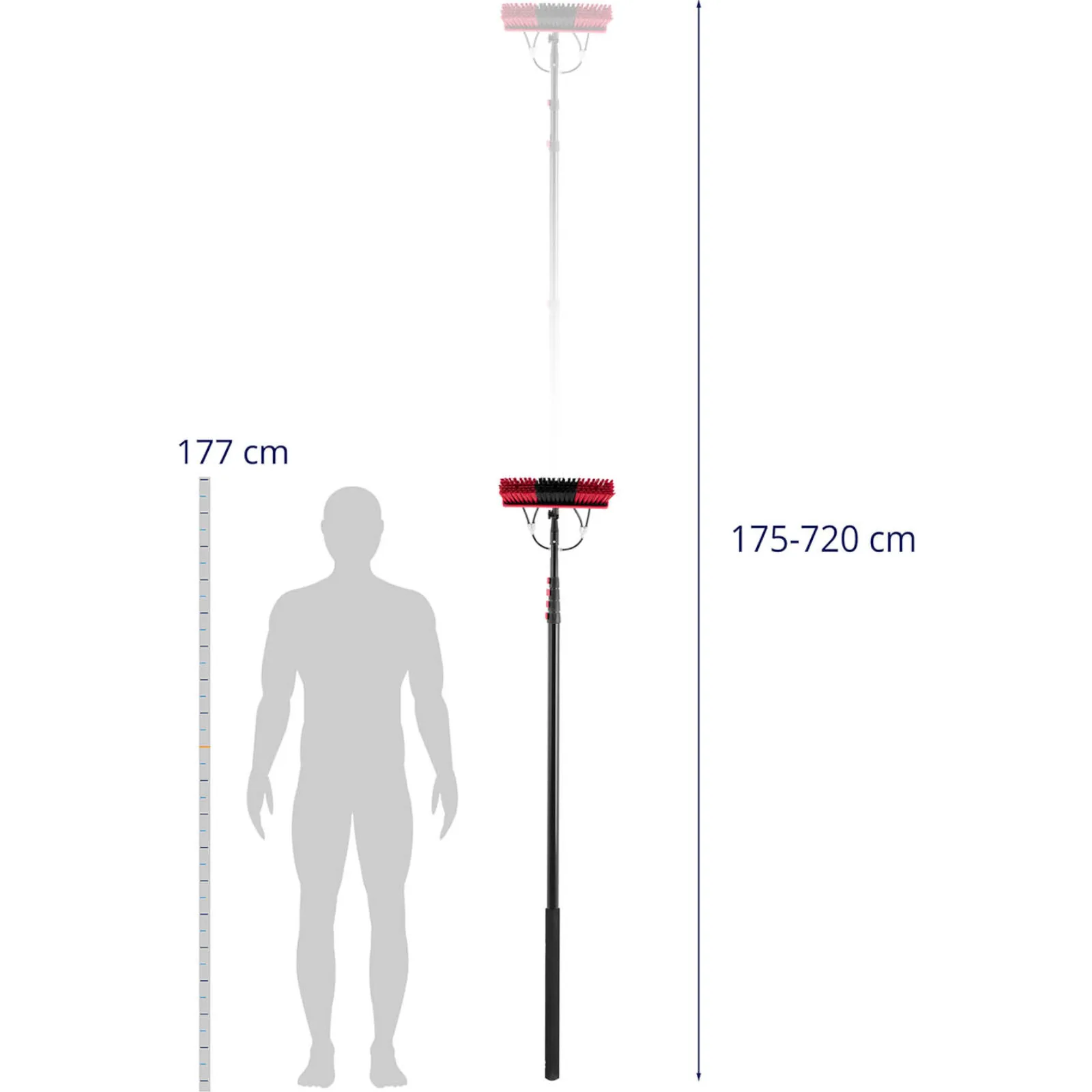 Telescopic water spray brush with hose for cleaning windows and solar panels, length 7.2 m 3