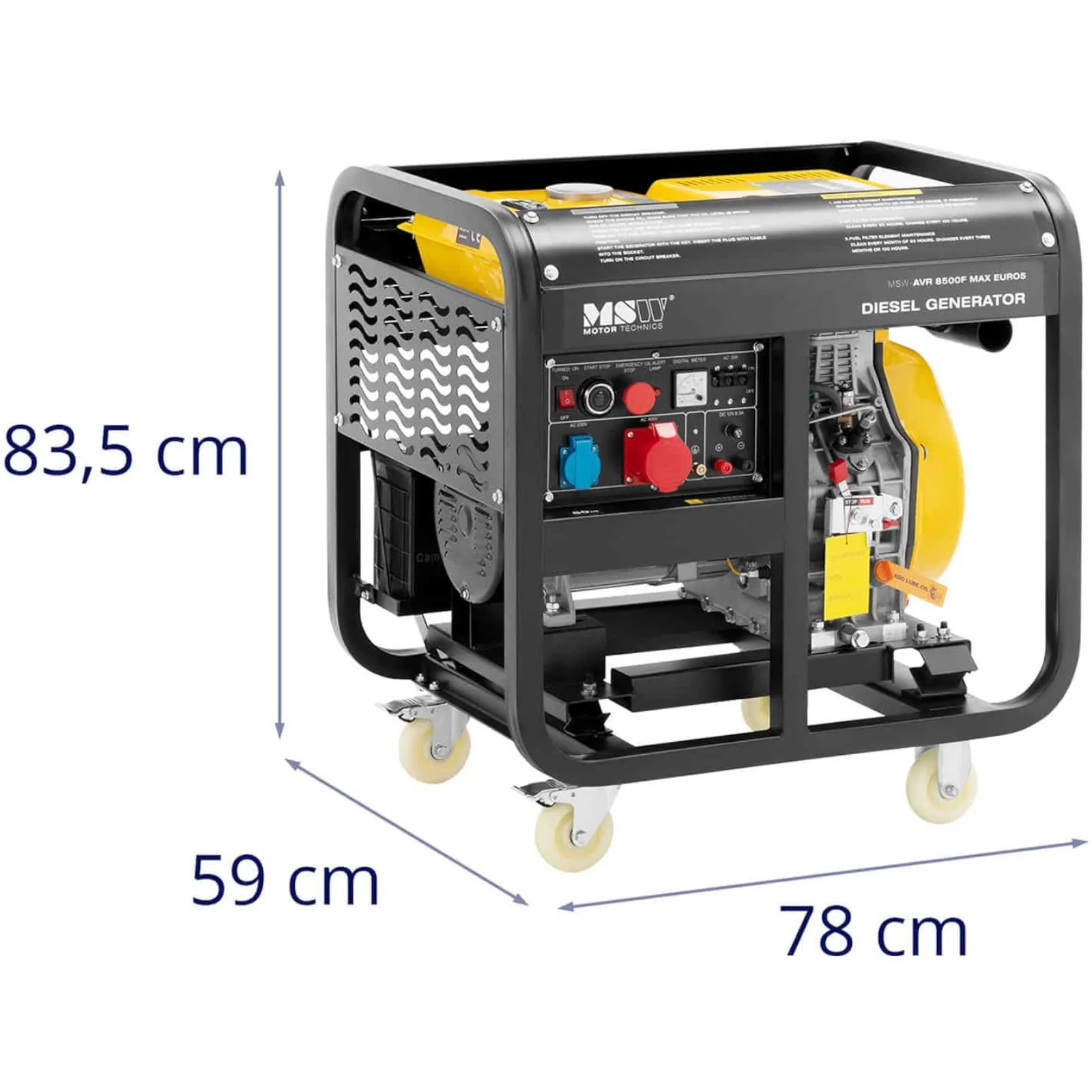 Mobiles Dieselaggregat 240/400 V 8500 W 10 kVA 30 l 9