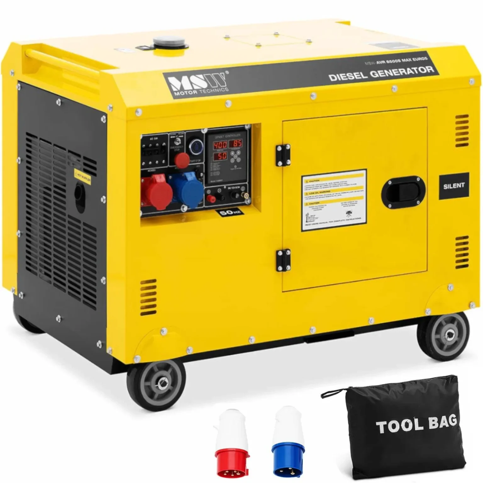 Generator diesel pe roți, 240/400 V, 8500 W, 10 kVA, 30 L Generator diesel pe roți, 240/400 V, 8500 W, 10 kVA, 30 L