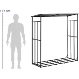 Kültéri fém tűzifatartó tetővel, teherbírás: akár 300 kg, 161 x 65 x 177 cm 2