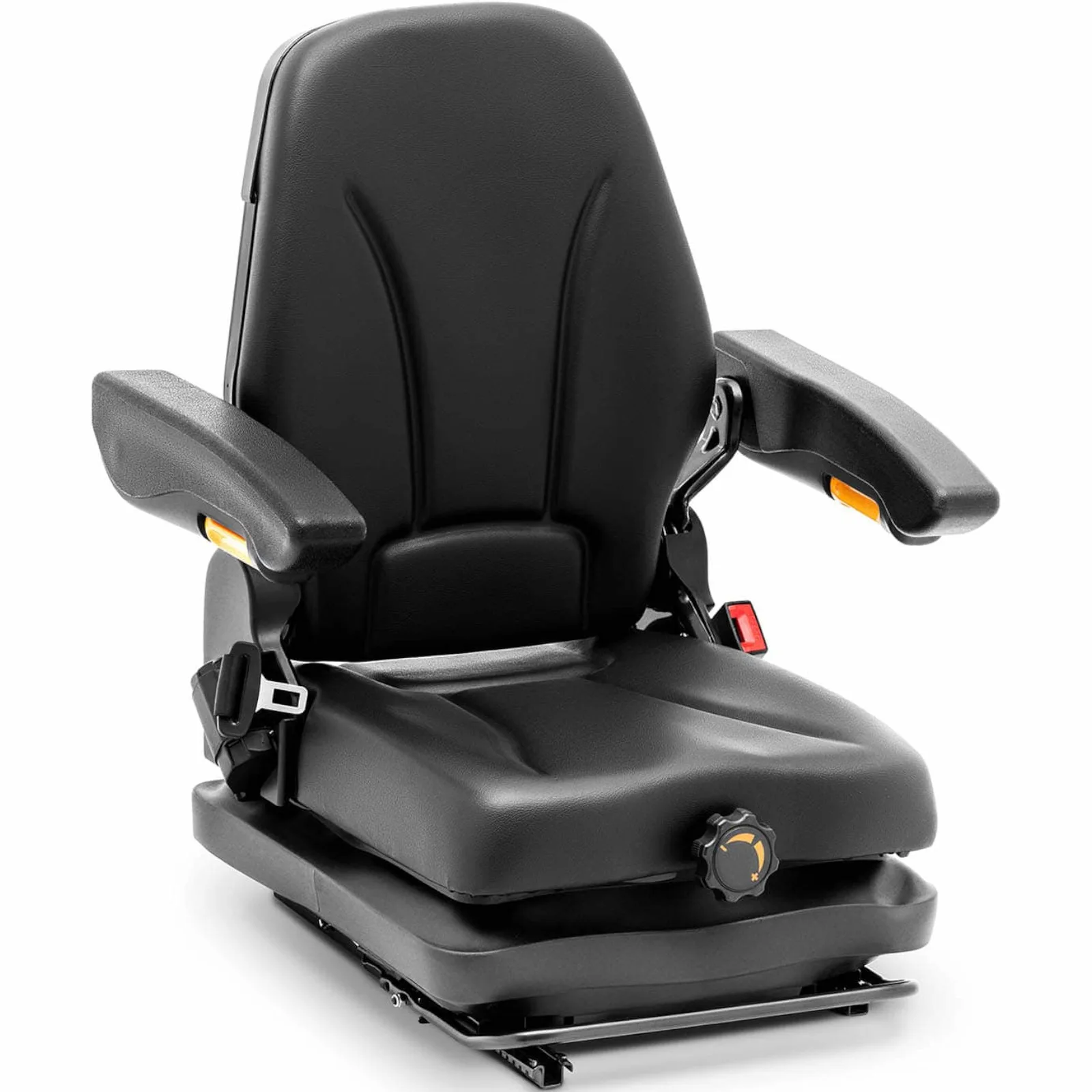Adjustable seat with armrests and seat belt for tractor, seat dimensions 42x47cm 2