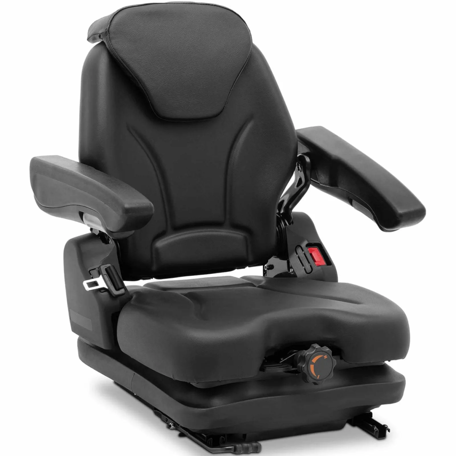 Adjustable tractor seat with armrests and seat belt, seat dimensions 46x46 cm 2
