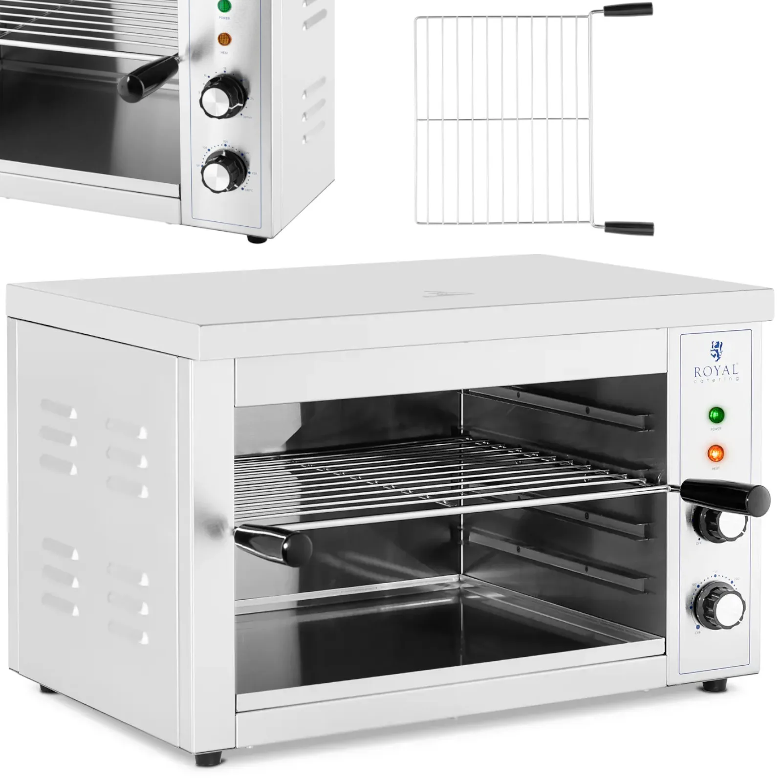 Prăjitor de pâine Salamander pentru sandvișuri la grătar și pâine prăjită, 50–300 °C, 3000 W