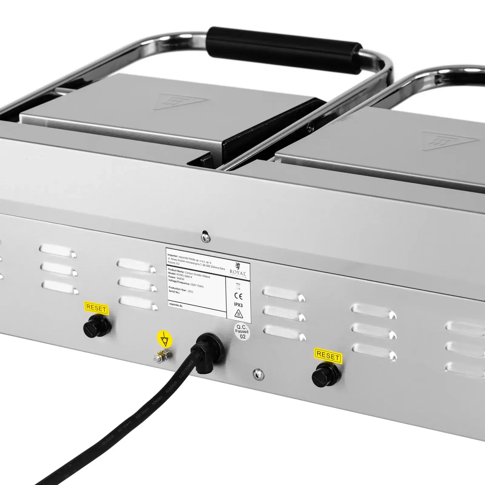 3600 W-os kétoldalas, barázdált kontaktgrill 4
