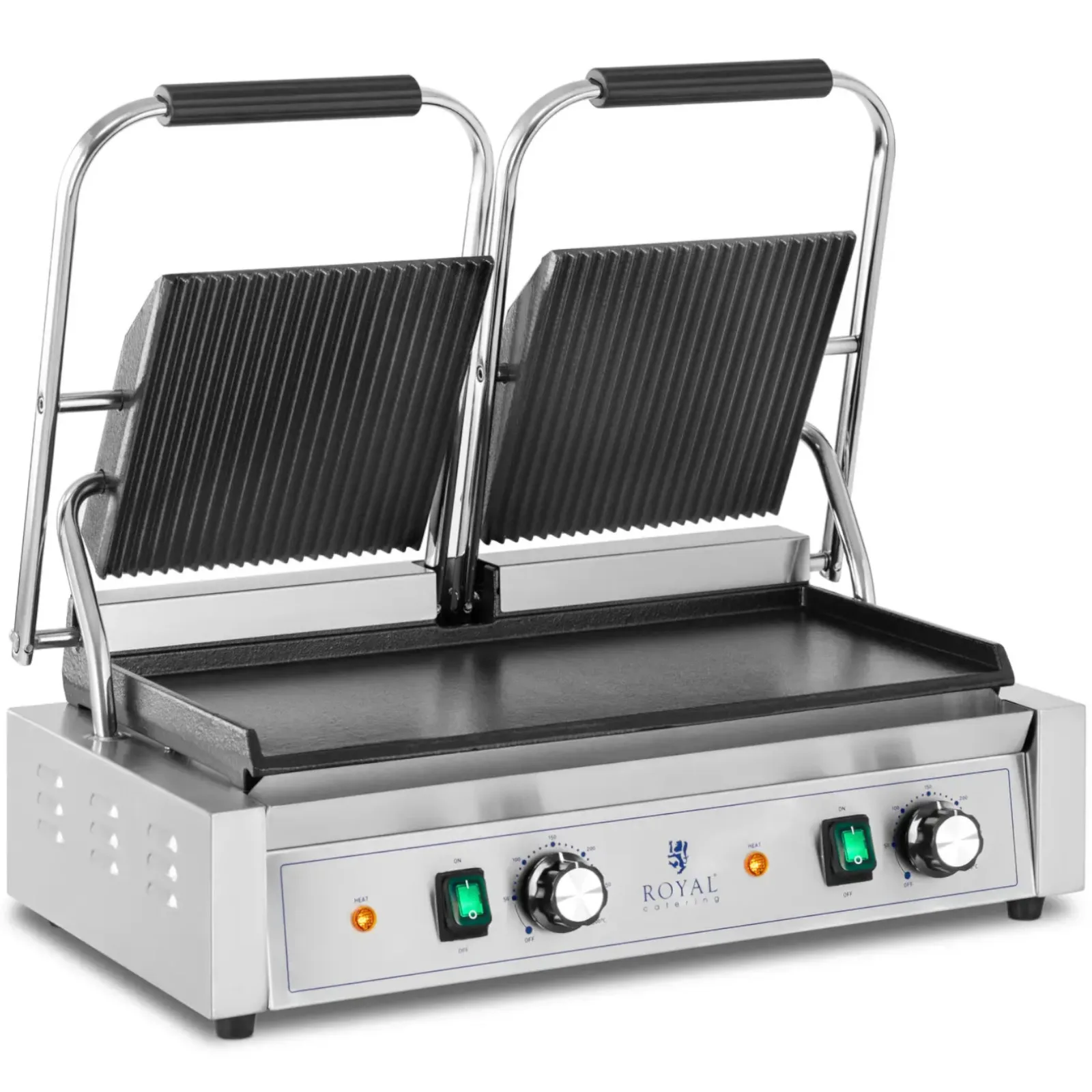 Kettős kontaktgrill sima és barázdált lemezekkel, 48 x 23 cm, 3600 W