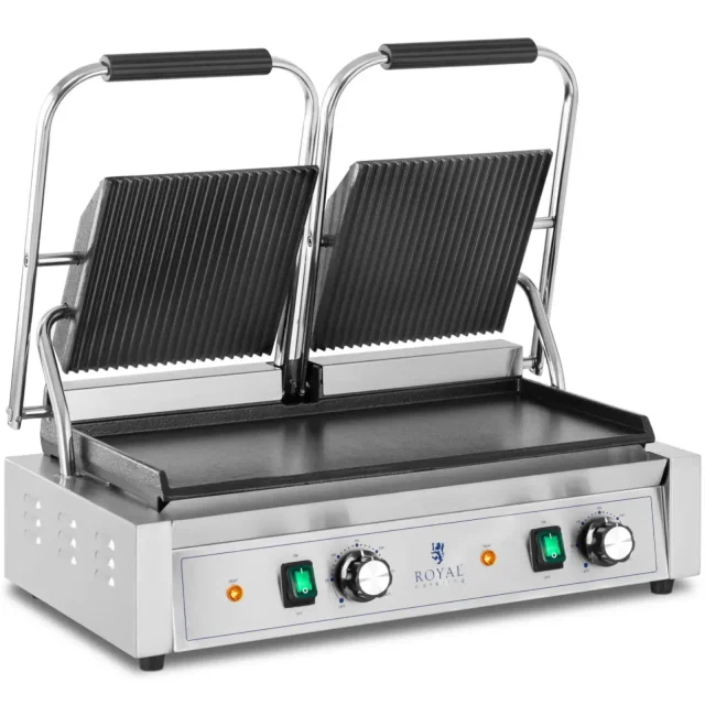 Kettős kontaktgrill sima és barázdált lemezekkel, 48 x 23 cm, 3600 W