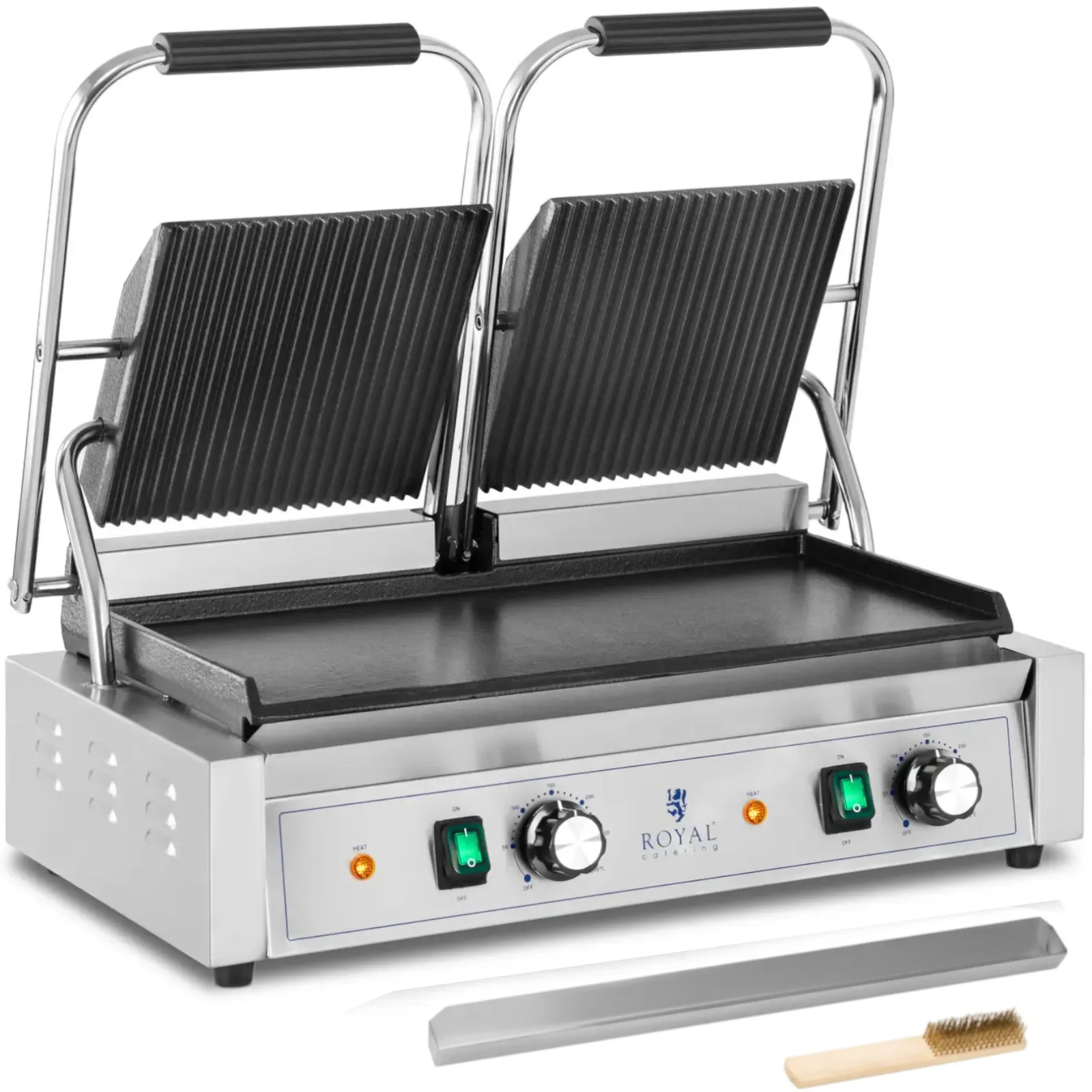 Kettős kontaktgrill sima és barázdált lemezekkel, 48 x 23 cm, 3600 W