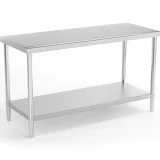 Masă de lucru centrală din oțel cu raft, 150 x 60 cm, până la 230 kg 2