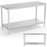 Masă de lucru centrală din oțel cu raft, 150 x 60 cm, până la 230 kg