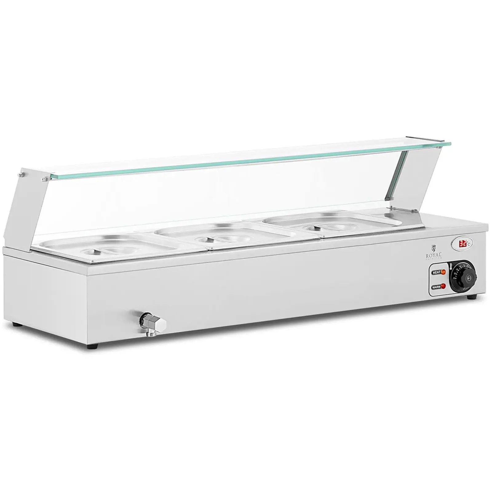 Bemar ételmelegítő, fedeles büfé melegítő, 3 x GN 1/2, 2000 W 2
