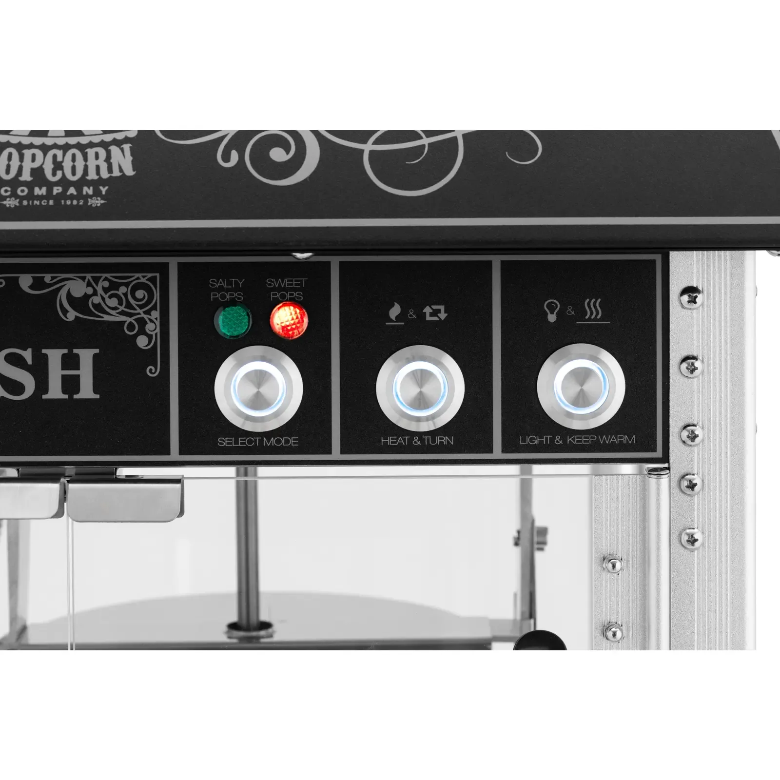 Aparat profesional de popcorn pe cărucior cu iluminare RETRO, 88 L, 1600 W, negru 3