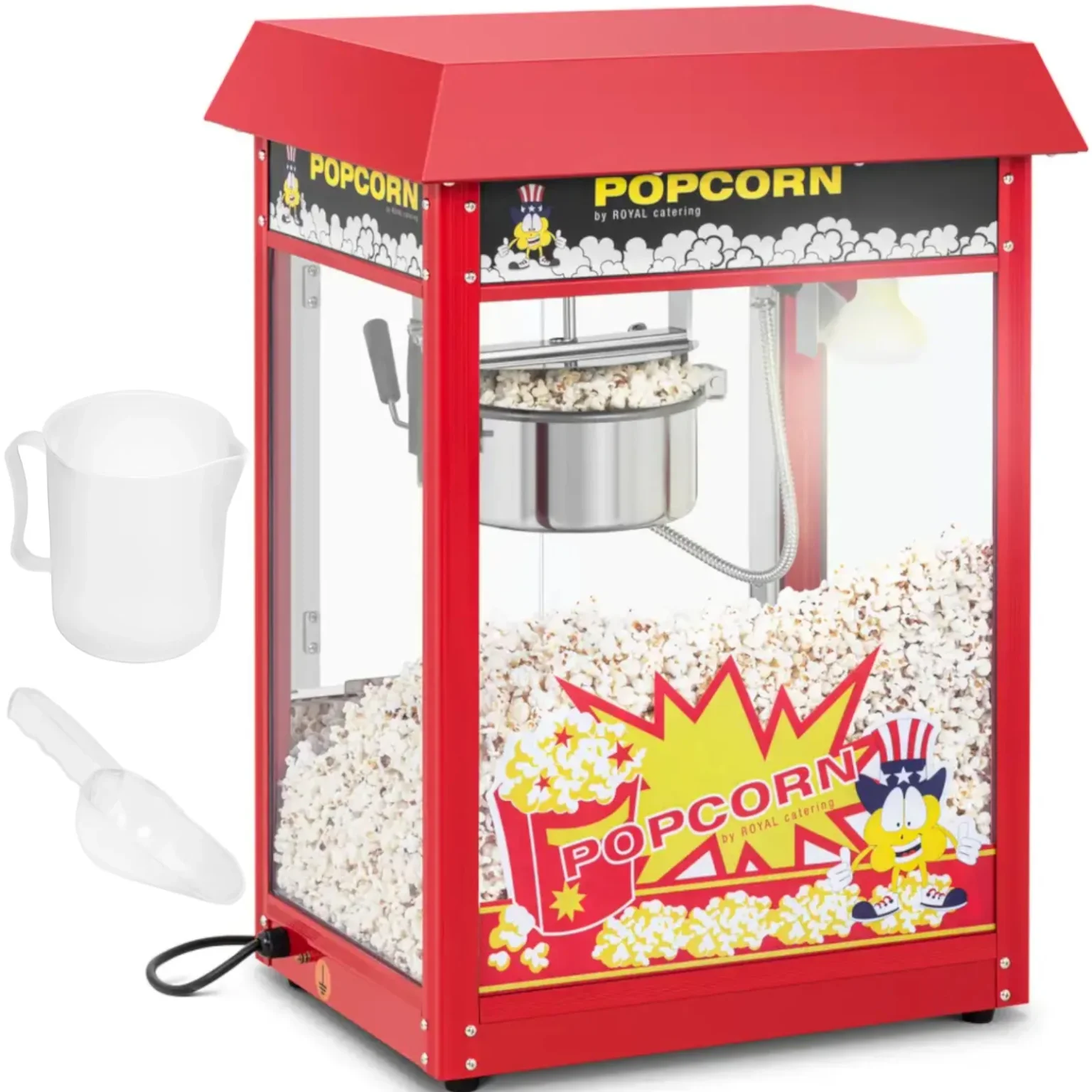 Aparat de popcorn Retro TEFLON 1600 W 5-6 kg/h - Roșu