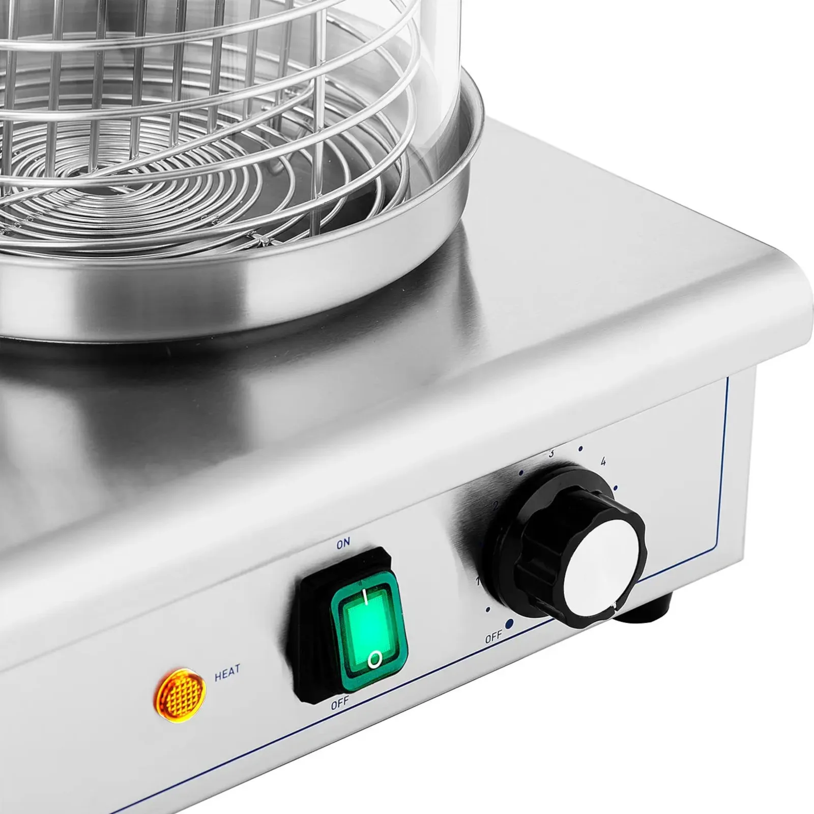 Hot dog warmer with 4 bun skewers and a container for 30 sausages, 650 W 3