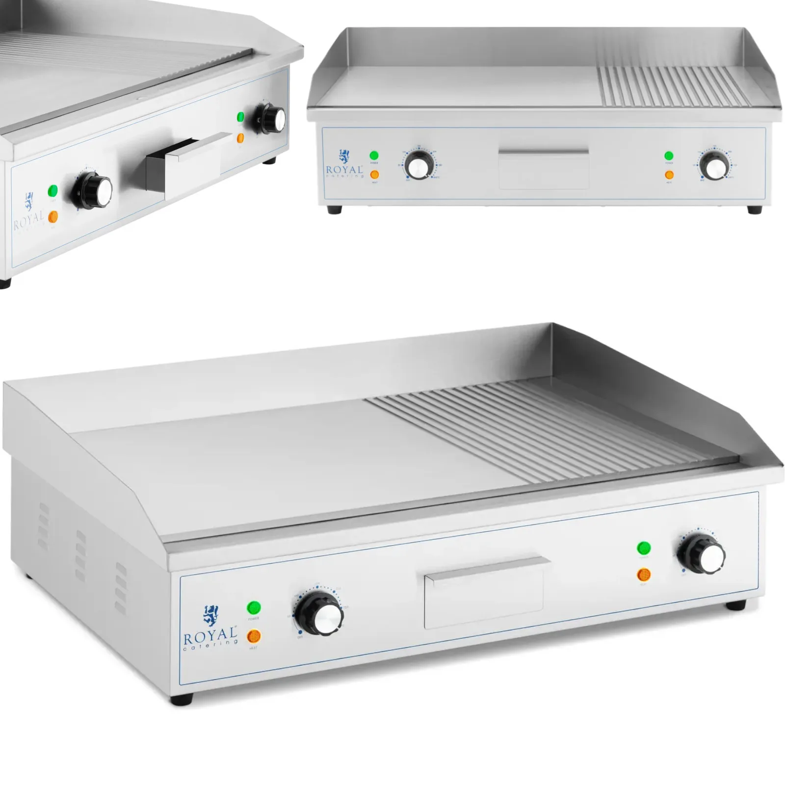Elektromos grill sima és barázdált grilllapokkal, 727 x 420 mm, 4400 W