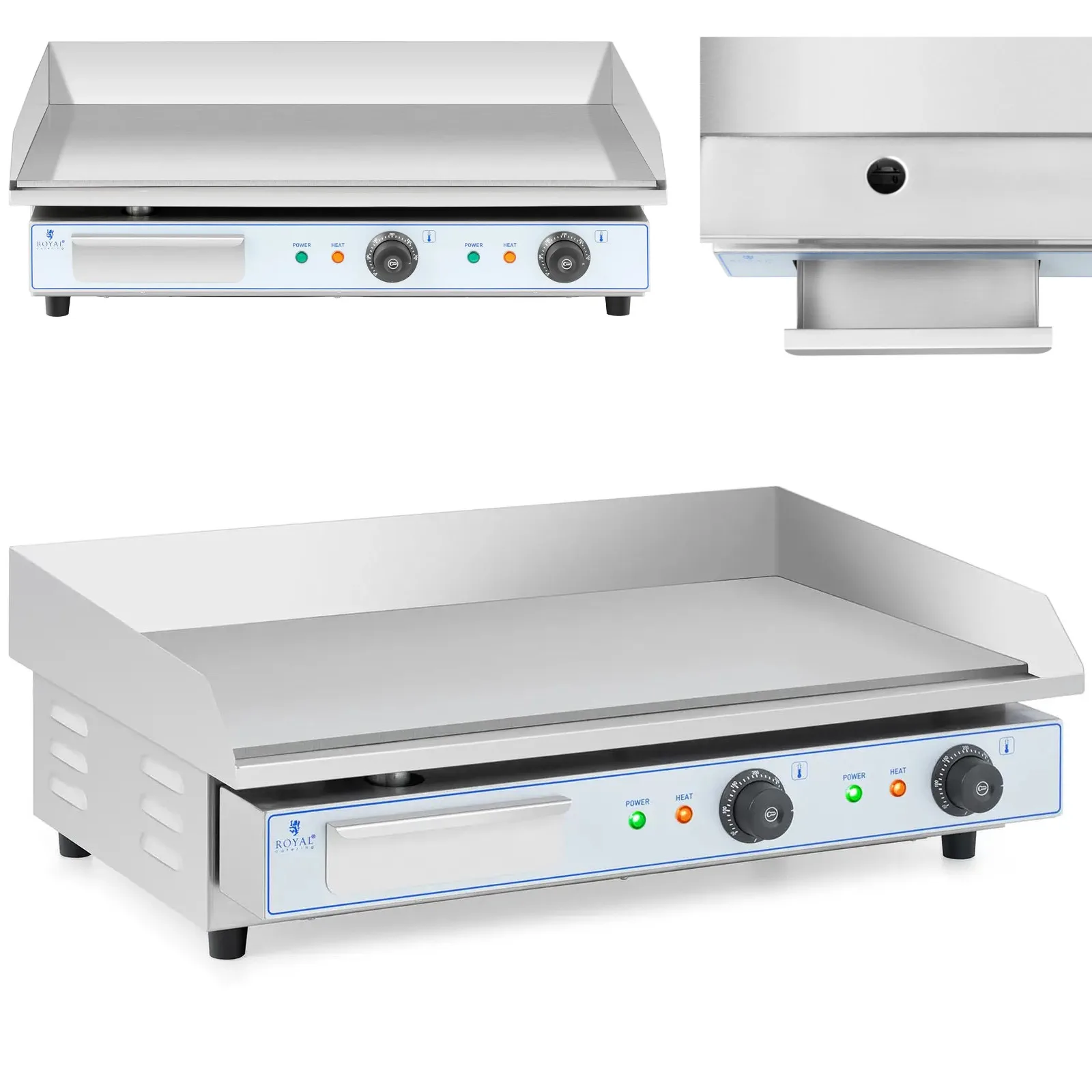 Kétoldalas sima elektromos grilllap 730 x 400 mm 2 x 2200 W