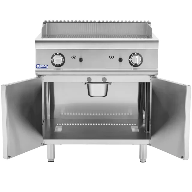 Két soros, hornyolt gázgrill szekrénnyel propán / LPG / földgázhoz, 12 kW