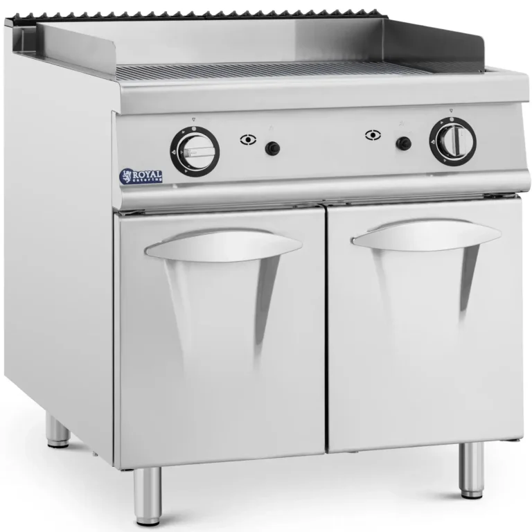 Két soros, hornyolt gázgrill szekrénnyel propán / LPG / földgázhoz, 12 kW