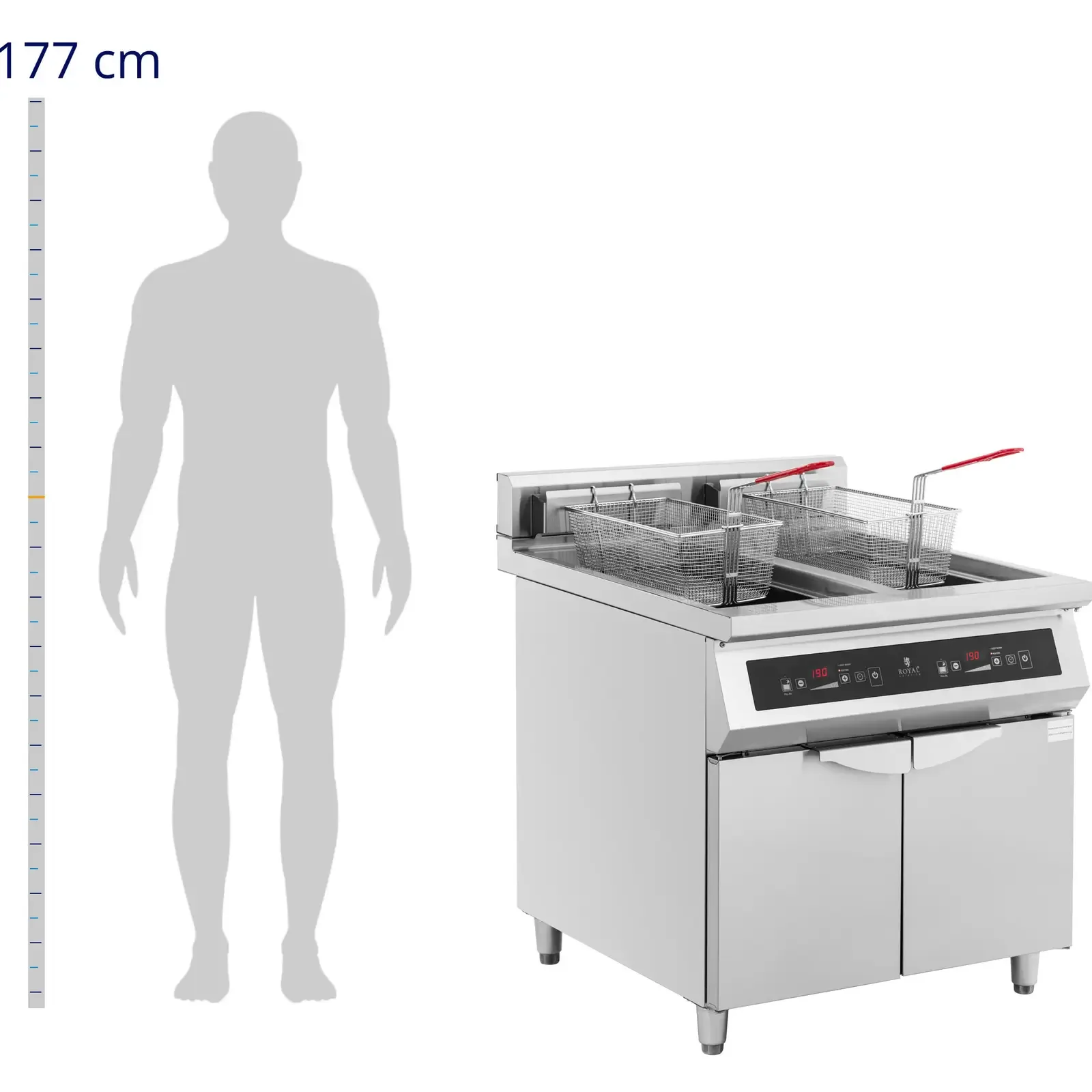 Kettős indukciós sütő szekrénnyel, 2 x 30 l, 60–190 °C, 380 V, 20 000 W 3