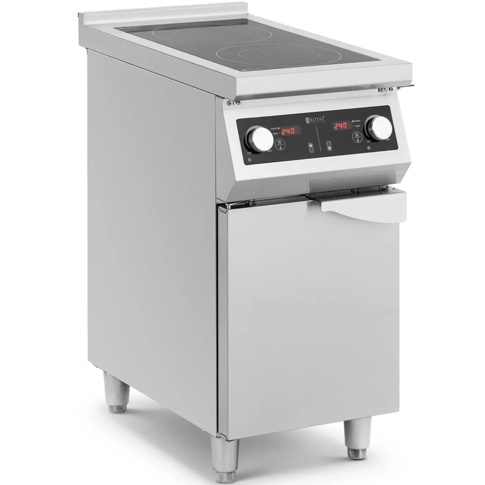 2 égőfejű, szekrényes, szabadon álló indukciós főzőlap, 400 V, 8500 W