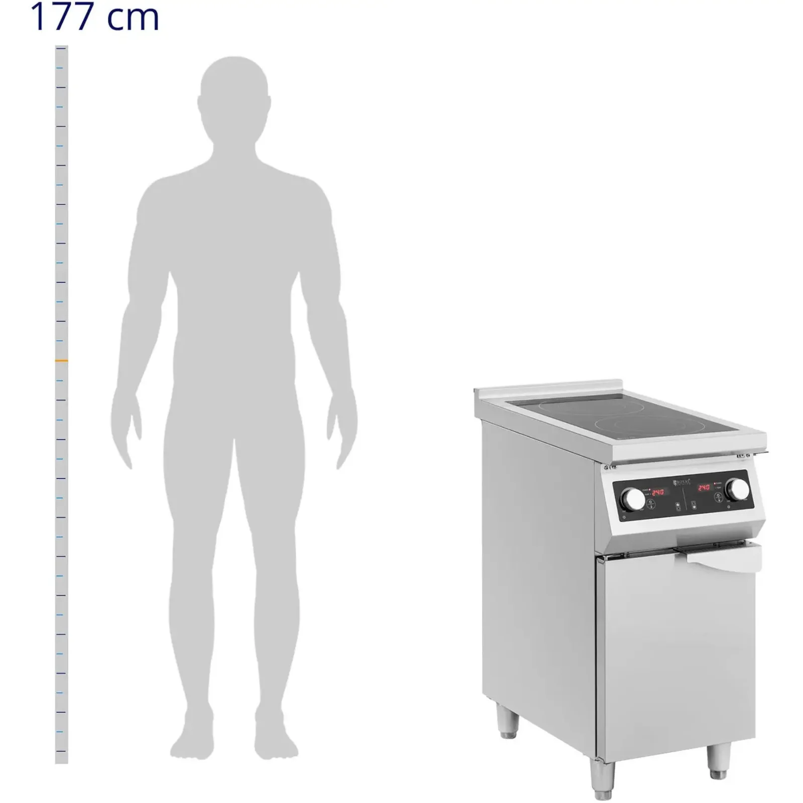 2-burner freestanding induction cooktop with cabinet, 400 V, 8500 W 3