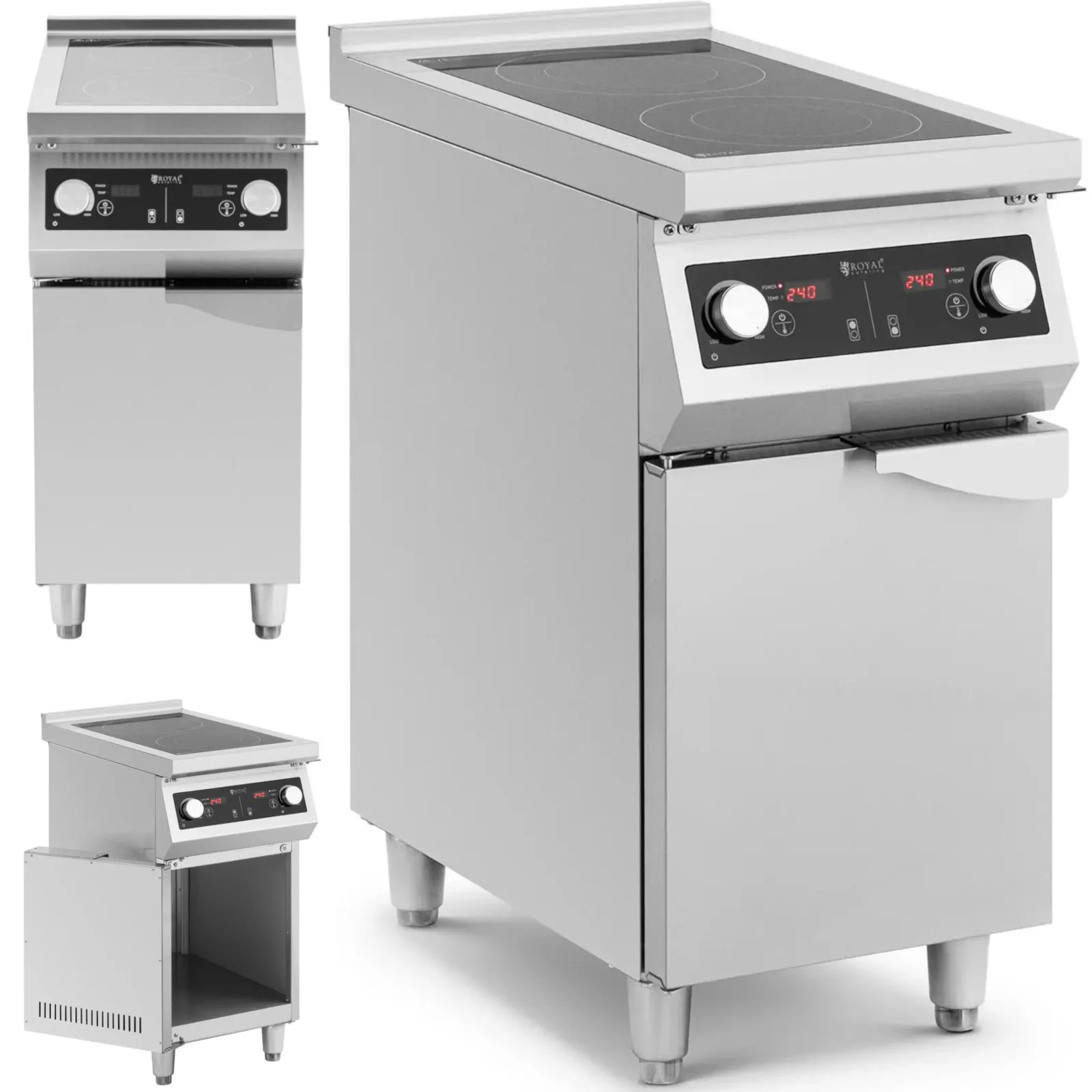 2 égőfejű, szekrényes, szabadon álló indukciós főzőlap, 400 V, 8500 W