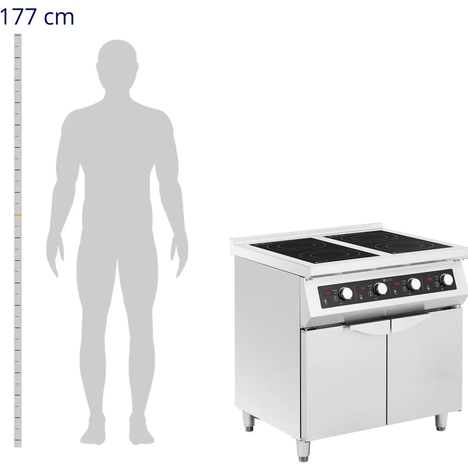 Freestanding induction cooktop with cabinet, 4 burners, 400 V, 17,000 W 3