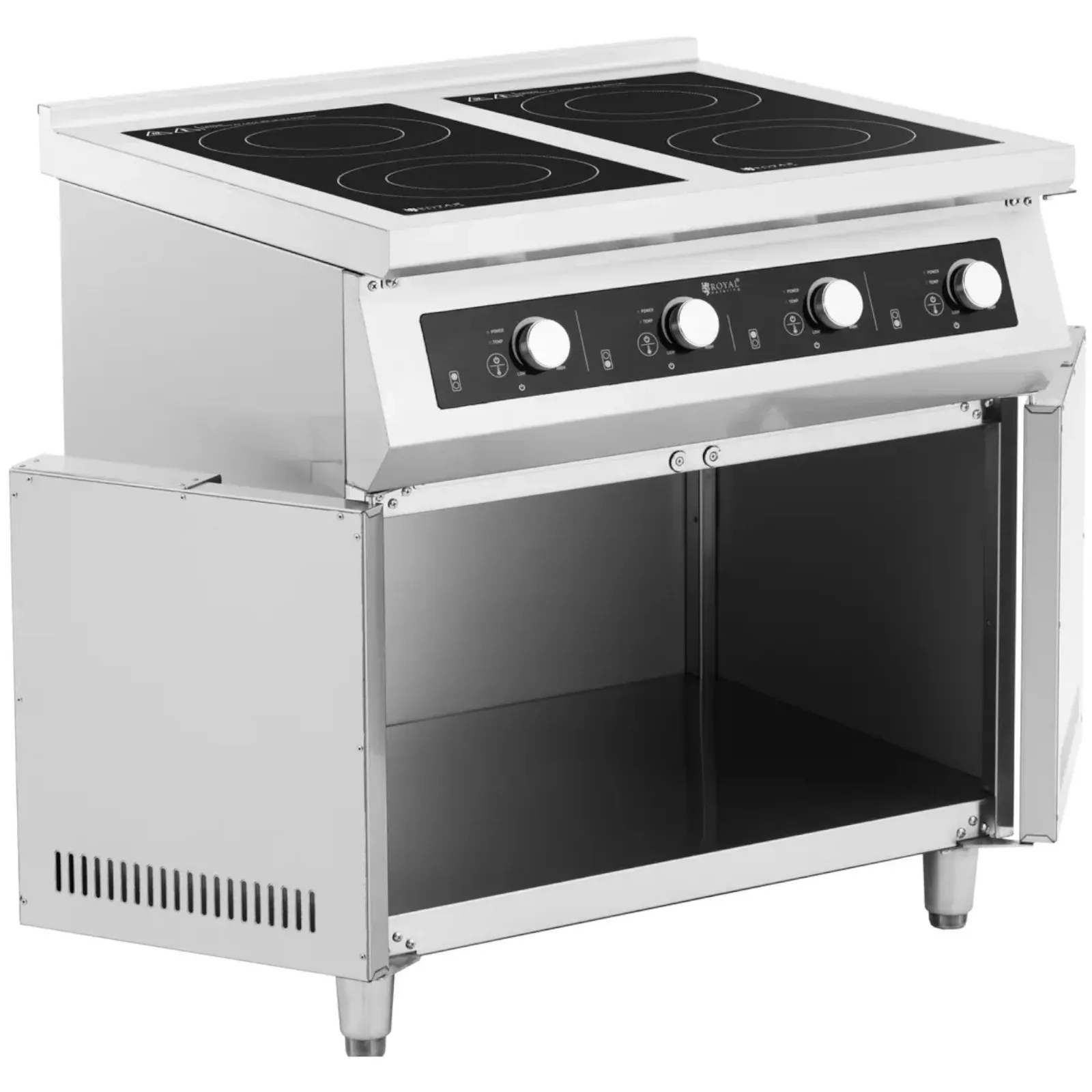 Freestanding induction cooktop with cabinet, 4 burners, 400 V, 17,000 W 5