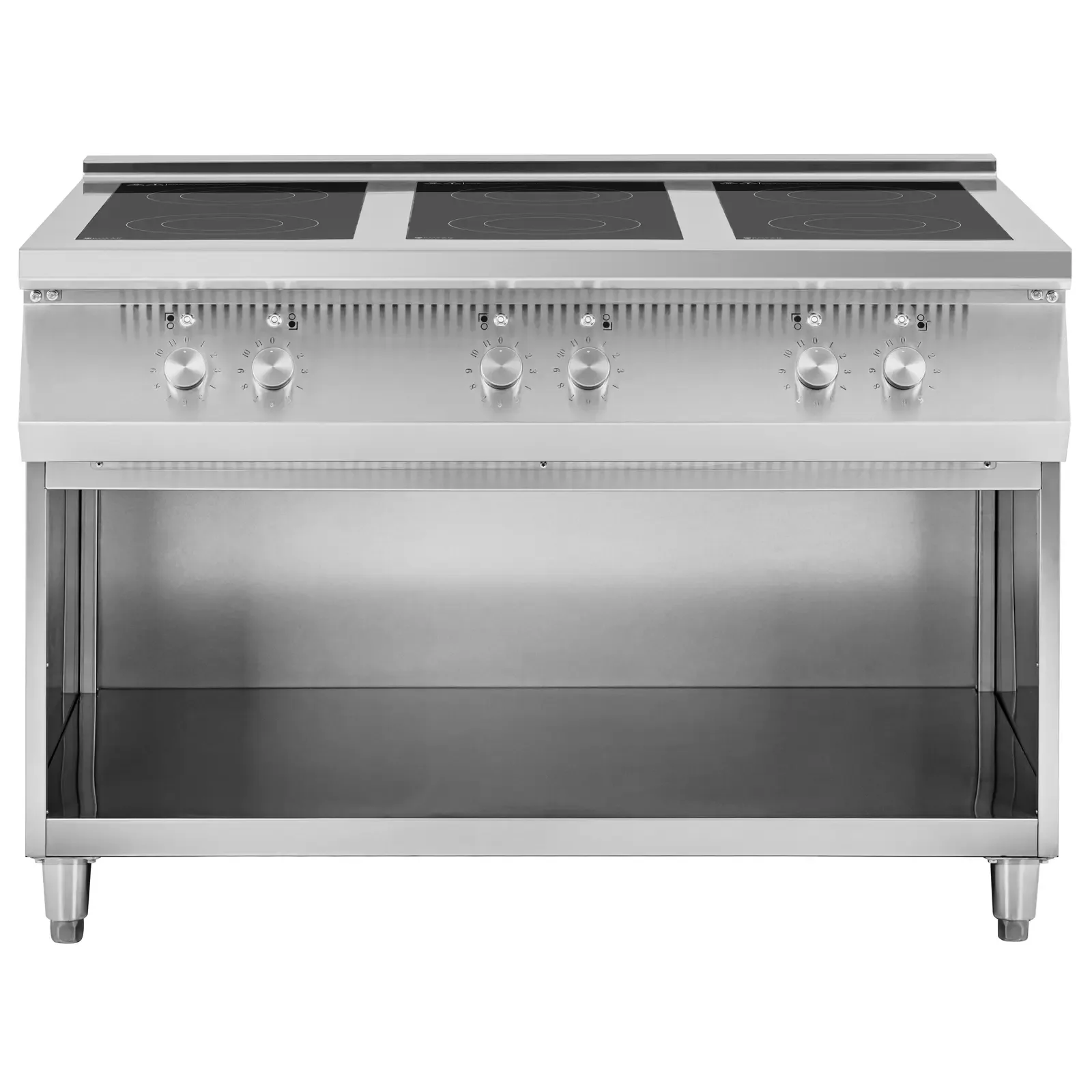 Freestanding induction cooktop with open base, 6 burners, 25.5 kW 6